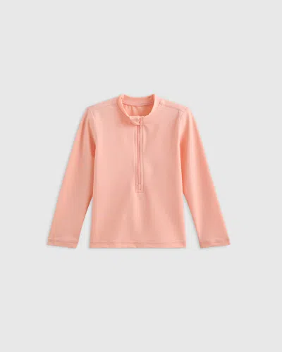 Quince Kids' Long Sleeve Zip-up Rash Guard In Soft Pink