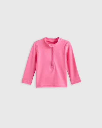 Quince Kids' Long Sleeve Zip-up Rash Guard In Watermelon Pink