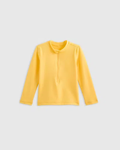 Quince Kids' Long Sleeve Zip-up Rash Guard In Yellow
