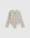 Quince Long Sleeve Zip-up Swimsuit In Ditsy Floral