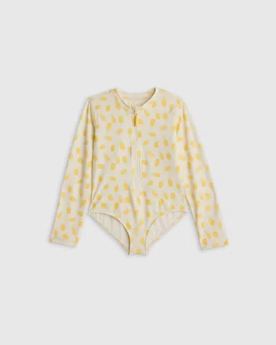 Quince Kids' Long Sleeve Zip-up Swimsuit In Pineapple