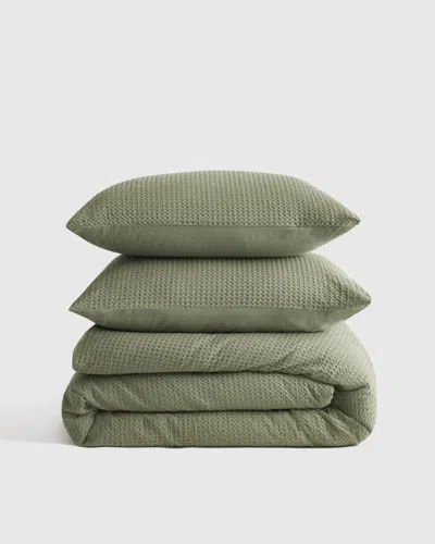 Quince Luxe Waffle Duvet Cover Set In Olive