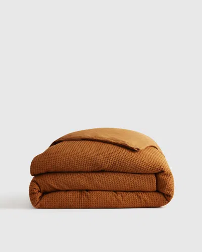 Quince Luxe Waffle Duvet Cover In Terracotta