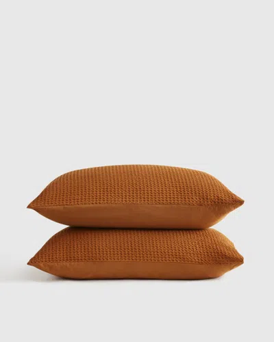 Quince Luxe Waffle Shams In Terracotta