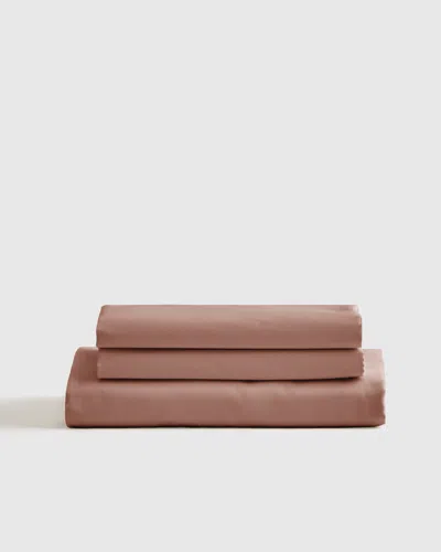 Quince Luxury Organic Sateen Fitted Sheet Set In Clay