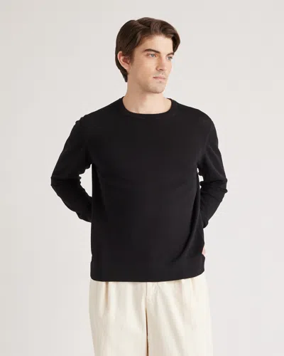 Quince Men's -silk Pique Crewneck Sweater In Black
