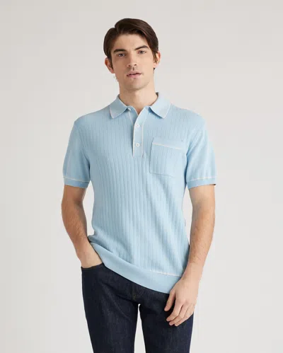 Quince Men's -silk Tipped Polo Sweater In Blue