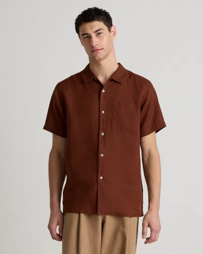 Quince Men's 100% European Linen Camp Shirt In Chocolate