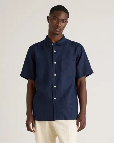 Quince Men's 100% European Linen Camp Shirt In Deep Navy