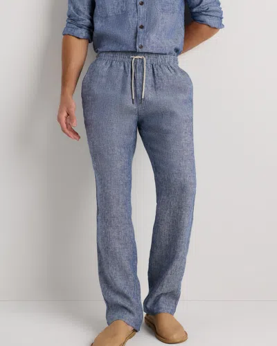 Quince Men's 100% European Linen Drawstring Beach Pants In Blue
