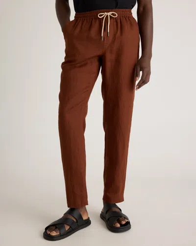 Quince Men's 100% European Linen Drawstring Beach Pants In Chocolate