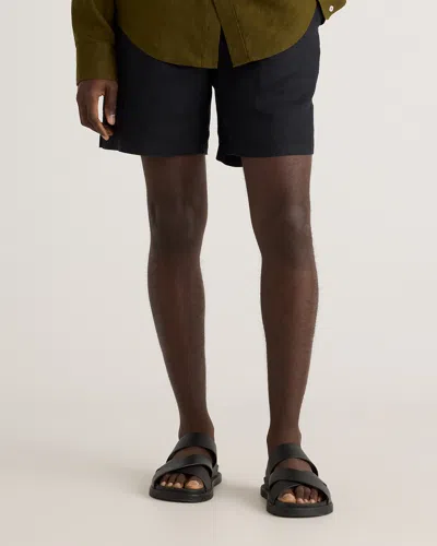 Quince Men's 100% European Linen Drawstring Beach Shorts In Black