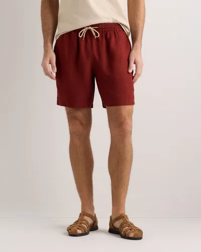 Quince Men's 100% European Linen Drawstring Beach Shorts 7" In Brown