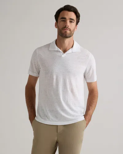 Quince Men's 100% European Linen Jersey Polo In White