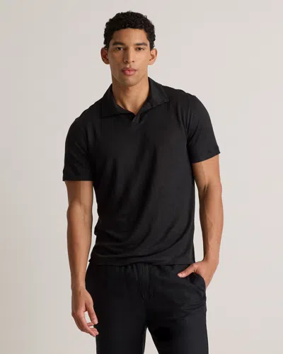 Quince Men's 100% European Linen Jersey Polo In Black