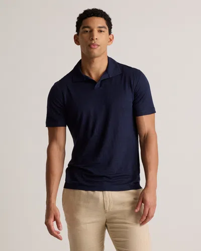 Quince Men's 100% European Linen Jersey Polo In Blue