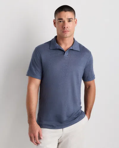 Quince Men's 100% European Linen Jersey Polo In Blue