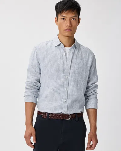 Quince Men's 100% European Linen Relaxed Long Sleeve Pocket Shirt In Blue