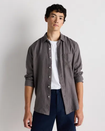 Quince Men's 100% European Linen Relaxed Long Sleeve Pocket Shirt In Gray