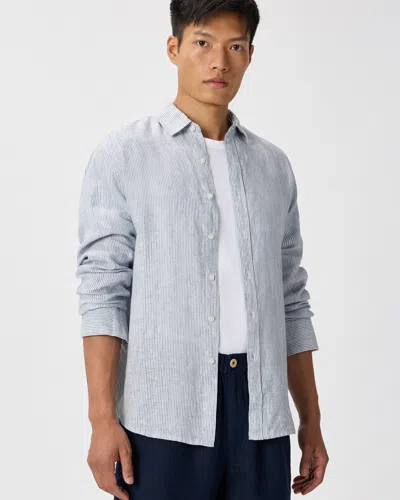 Quince Men's 100% European Linen Relaxed Long Sleeve Shirt In Blue