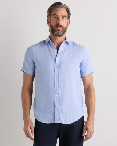 Quince Men's 100% European Linen Relaxed Short Sleeve Shirt In Blue