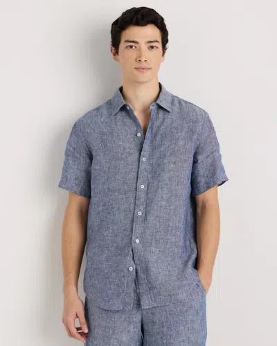 Quince Men's 100% European Linen Relaxed Short Sleeve Shirt In Blue