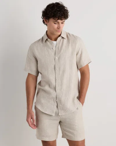Quince Men's 100% European Linen Relaxed Short Sleeve Shirt In Brown