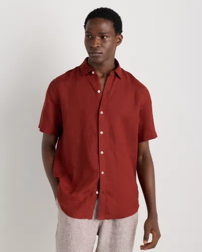 Quince Men's 100% European Linen Relaxed Short Sleeve Shirt In Red