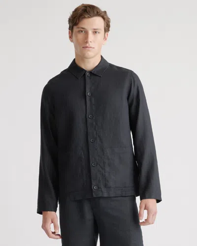 Quince Men's 100% European Linen Shirt Jacket In Black