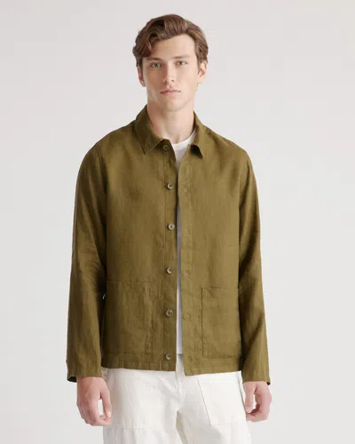 Quince Men's 100% European Linen Shirt Jacket In Martini Olive
