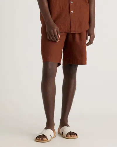 Quince Men's 100% European Linen Shorts In Chocolate