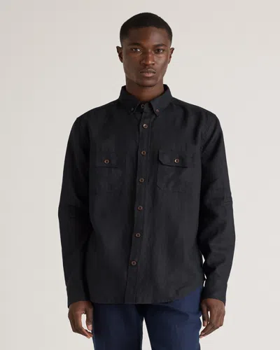 Quince Men's 100% European Linen Utility Shirt In Black