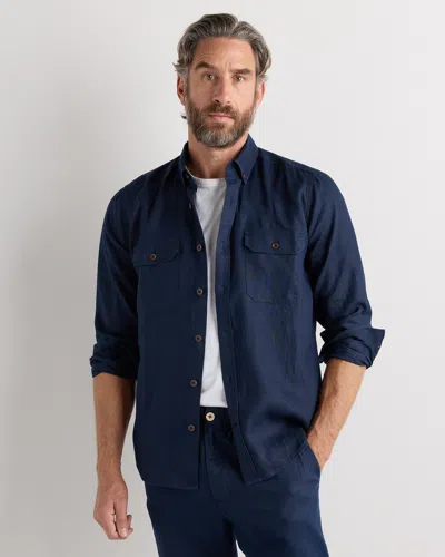Quince Men's 100% European Linen Utility Shirt In Blue