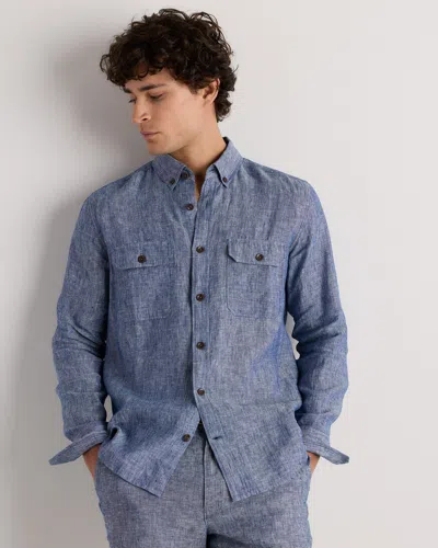 Quince Men's 100% European Linen Utility Shirt In Blue