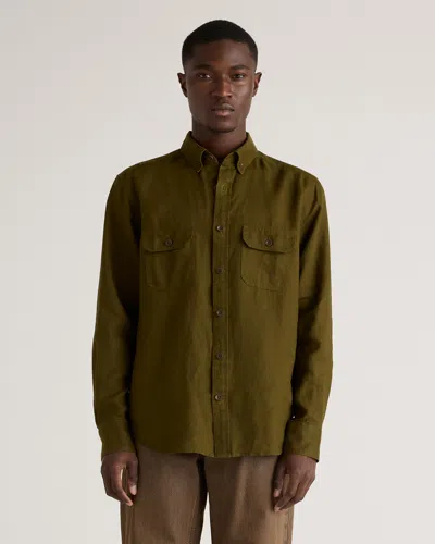 Quince Men's 100% European Linen Utility Shirt In Martini Olive