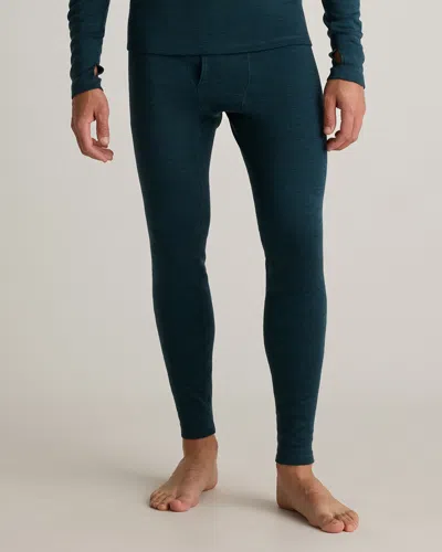 Quince Men's 100% Merino Wool Cold Weather Base Layer Bottom In Heather Teal