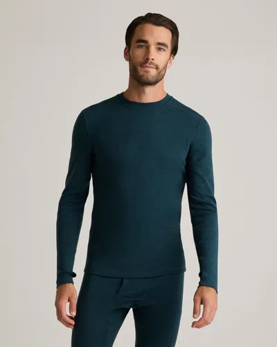 Quince Men's 100% Merino Wool Cold Weather Base Layer Crew Neck Alpaca Sweater In Heather Teal