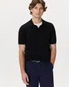 Quince Men's 100% Mongolian Cashmere Johnny Collar Sweater Polo In Black