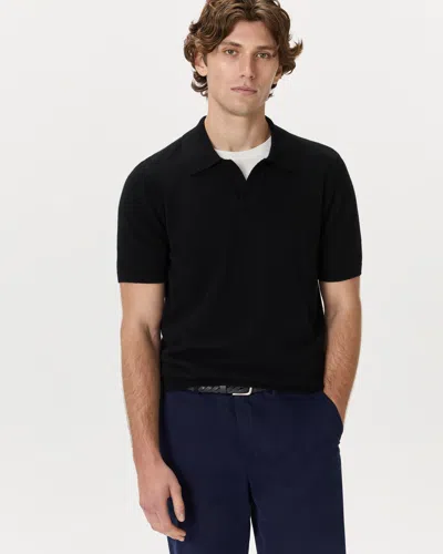 Quince Men's 100% Mongolian Cashmere Johnny Collar Sweater Polo In Black