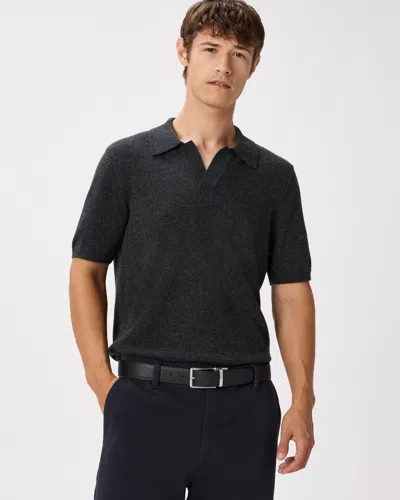 Quince Men's 100% Mongolian Cashmere Johnny Collar Sweater Polo In Gray