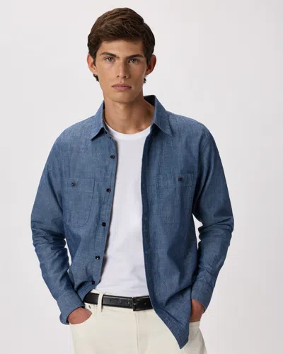 Quince Men's 100% Organic Chambray Long Sleeve Shirt In Blue