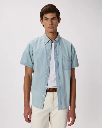 Quince Men's 100% Organic Chambray Short Sleeve Shirt In Blue