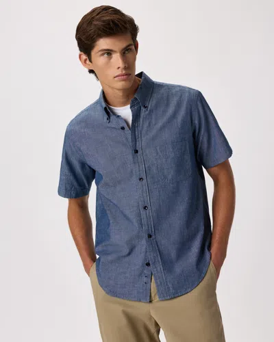 Quince Men's 100% Organic Chambray Short Sleeve Shirt In Blue