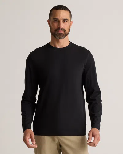 Quince Men's 100% Pima Cotton Luxe Touch Long Sleeve T-shirt In Bold Black