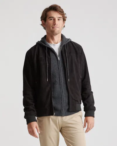 Quince Men's 100% Suede Bomber Jacket In Black