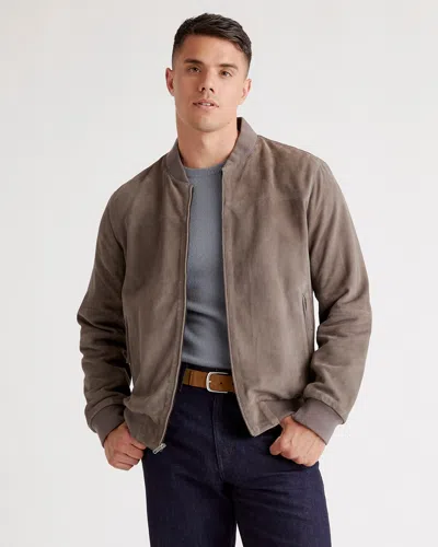Quince Men's 100% Suede Bomber Jacket In Light Grey