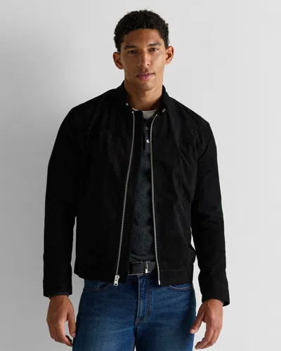 Quince Men's 100% Suede Café Racer Jacket In Black
