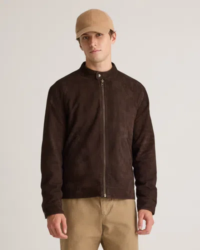 Quince Men's 100% Suede Café Racer Jacket In Espresso