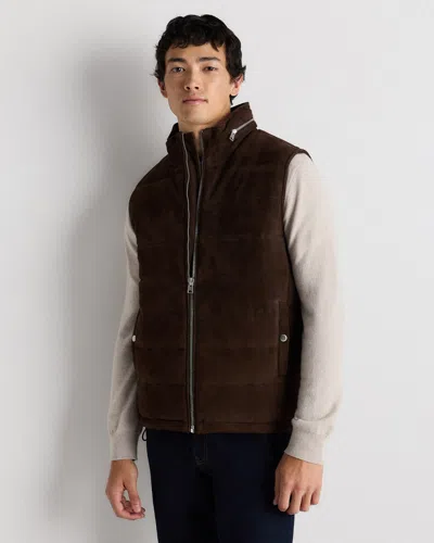 Quince Men's 100% Suede Puffer Vest In Brown