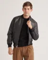 Quince Men's 100% Washed Leather Bomber Jacket In Black
